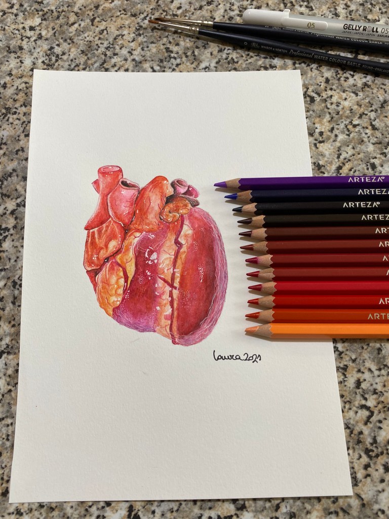 Cuore realizzato con matite acquerellabili